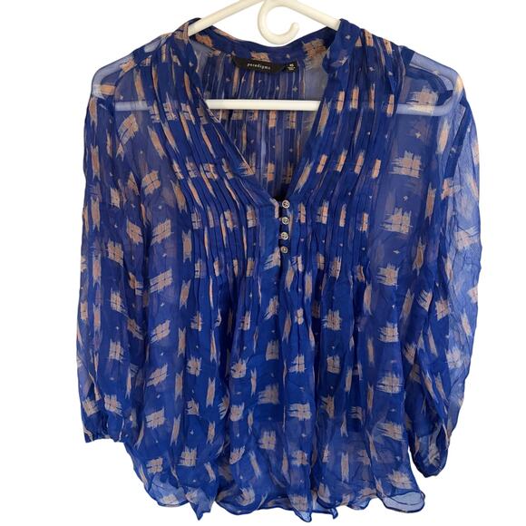 Paradigma Tops - Paradigma women’s sheer 3/4 sleeve blue top. Size XS. 2 layer. Flowy. Workwear